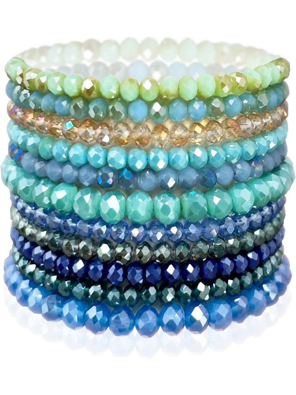 Colorful Crystal Stretch Bracelets Set - Boho Stackable Layering Jewelry Gift